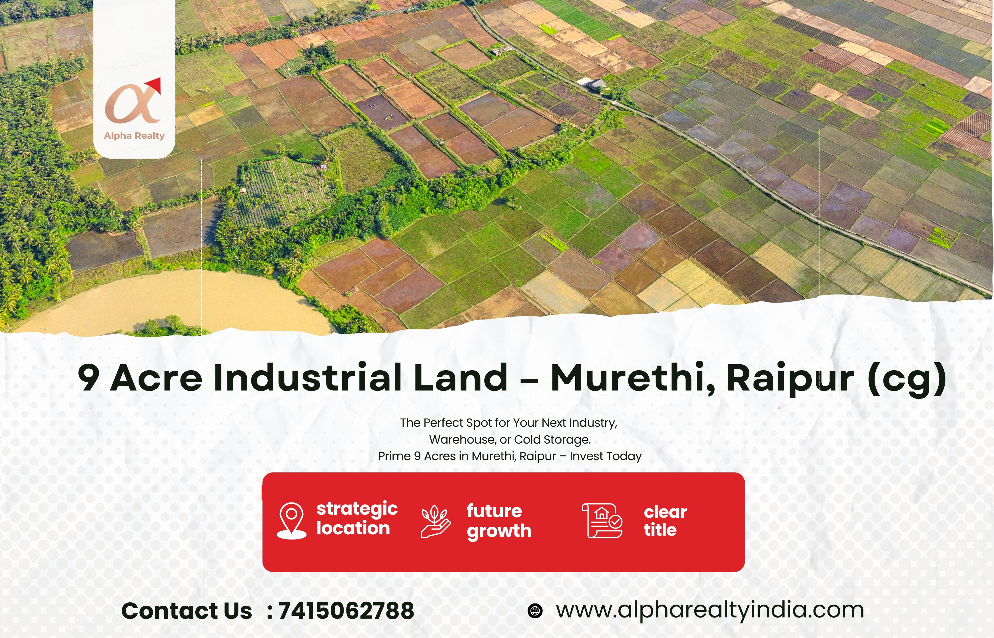9 Acre Industrial Land for Sale in Raipur – Prime Location at Murethi, Near Siltara